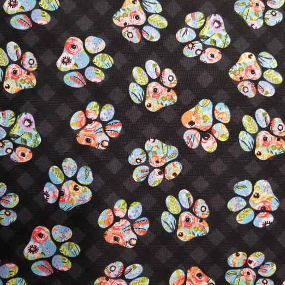 Paws with Floral Background Surgical Scrub Cap - Picture 5 of 5